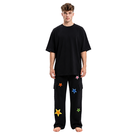 Embroidered Star Cargo Pants