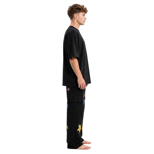 Embroidered Star Cargo Pants