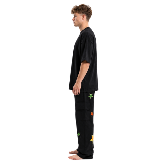 Embroidered Star Cargo Pants