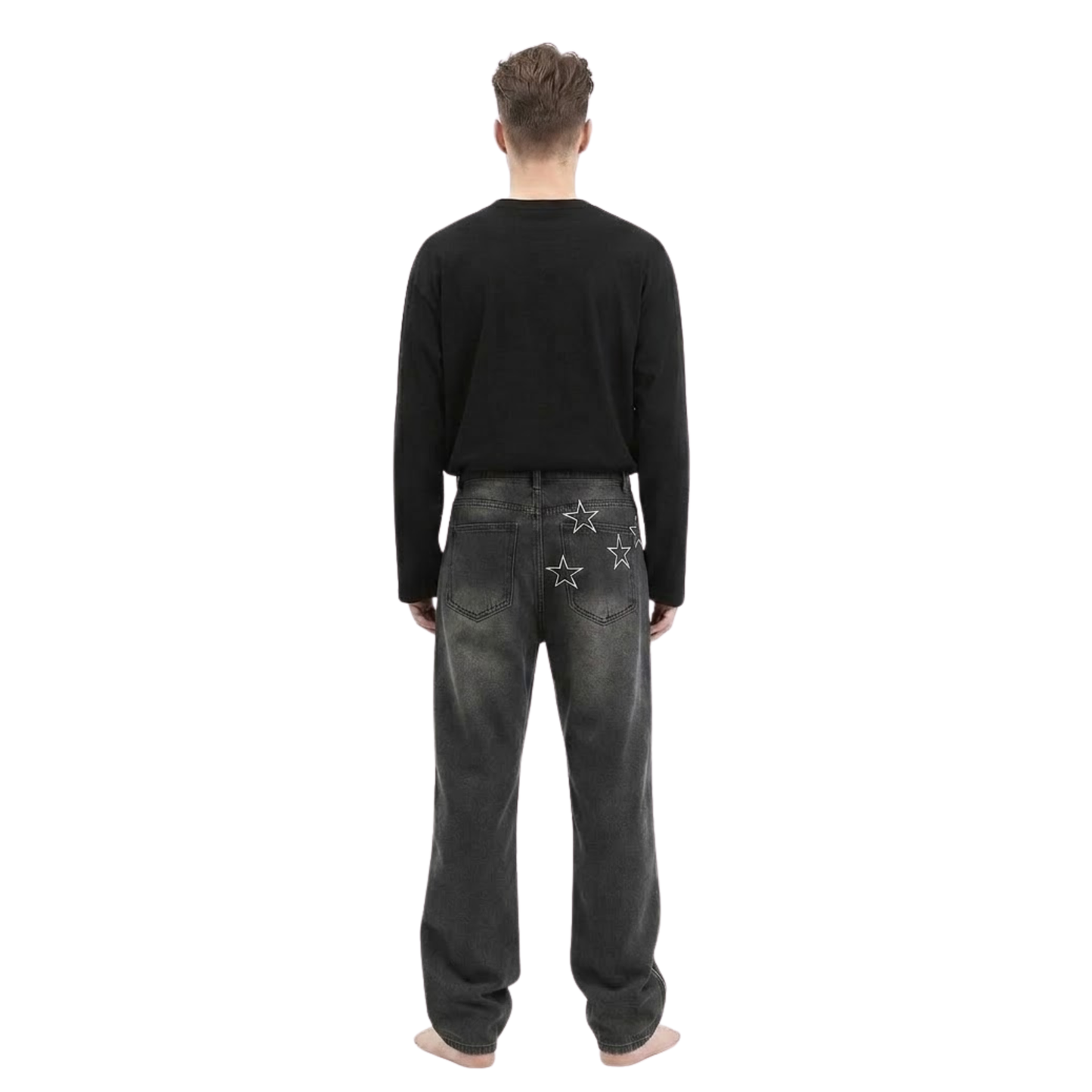 Embroidered Star Straight Jeans