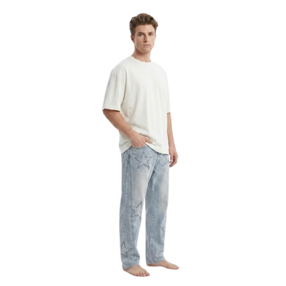 Star Patch Straight Jeans