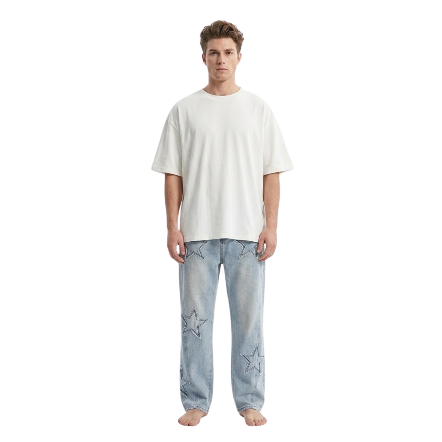 Star Patch Straight Jeans