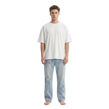 Star Patch Straight Jeans