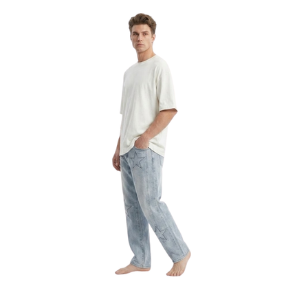 Star Patch Straight Jeans