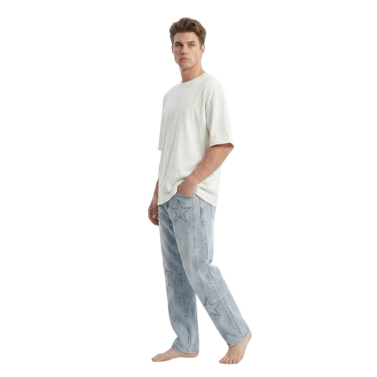 Star Patch Straight Jeans