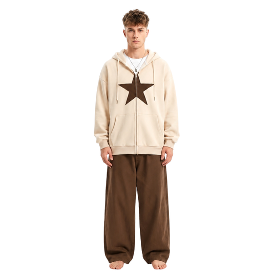 Oversized Star Zip Hoodie
