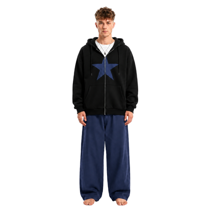 Oversized Star Zip Hoodie