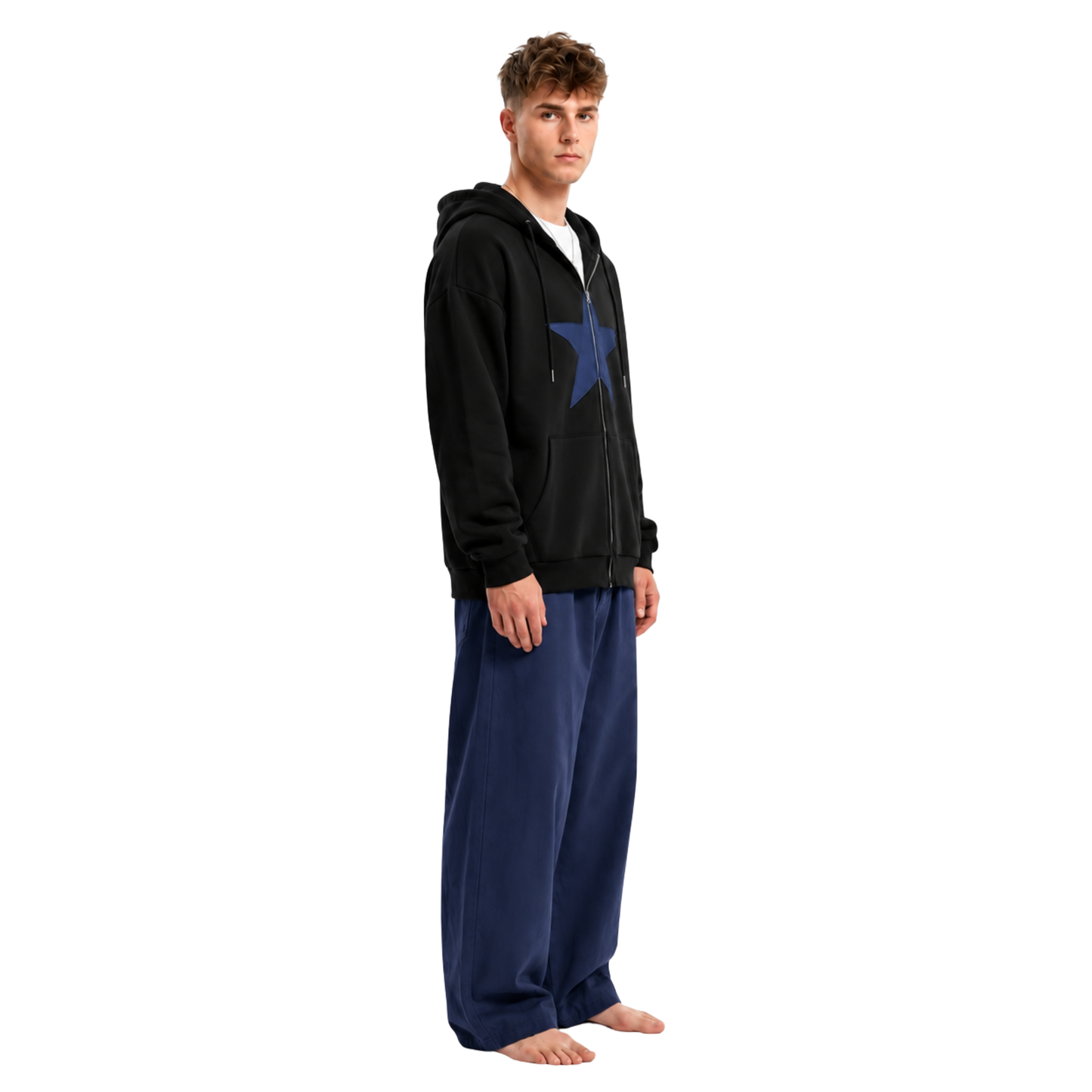 Oversized Star Zip Hoodie