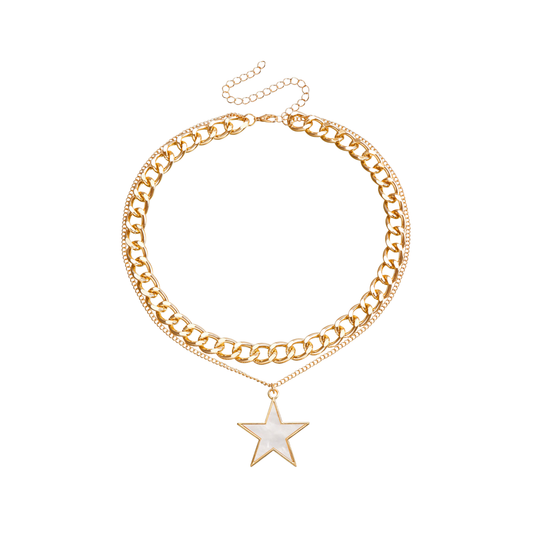 Double Layer White Star Pendant Necklace