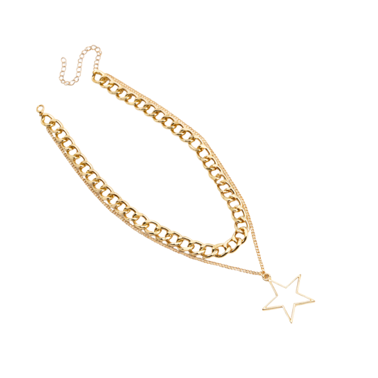 Double Layer White Star Pendant Necklace