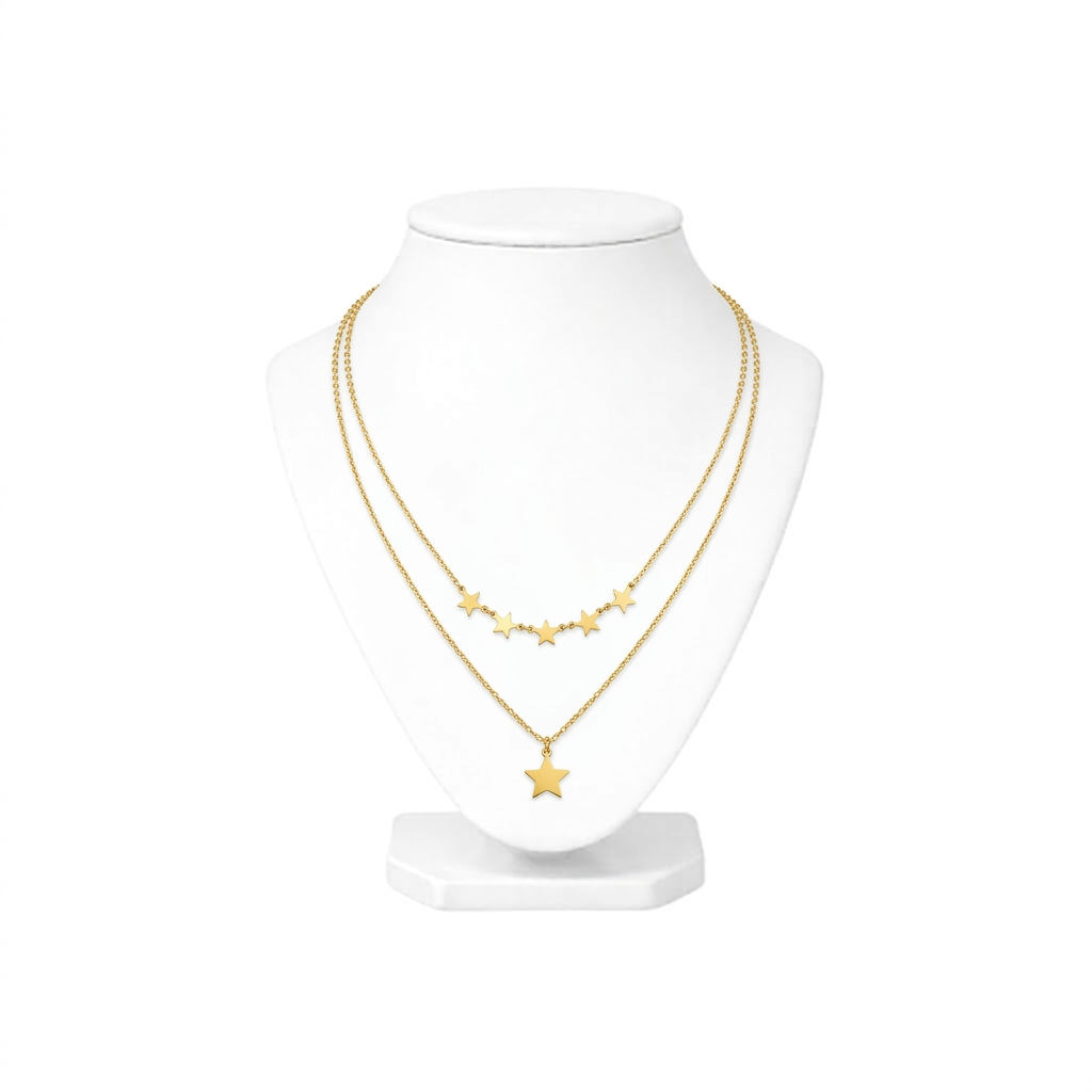 Double Layer Petite Star Necklace