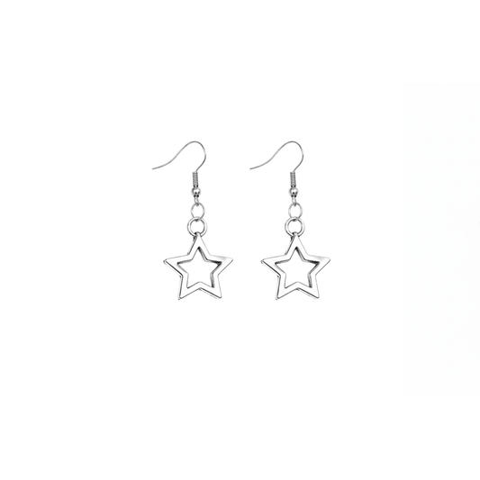 Celestial Hollow Star Charm Earrings