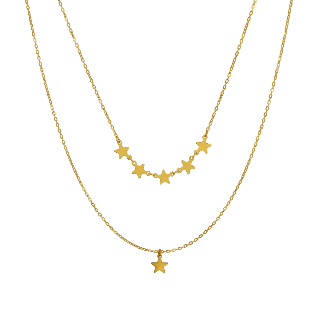 Double Layer Petite Star Necklace