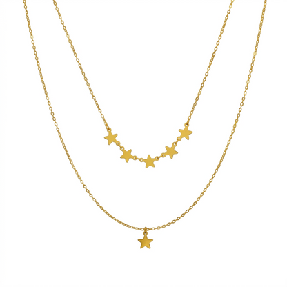 Double Layer Petite Star Necklace