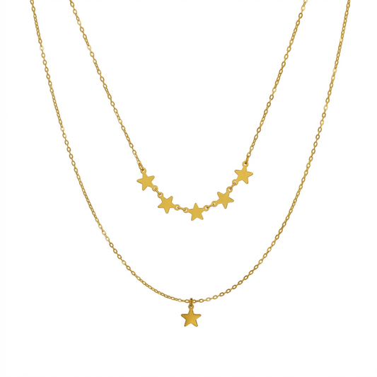 Double Layer Petite Star Necklace