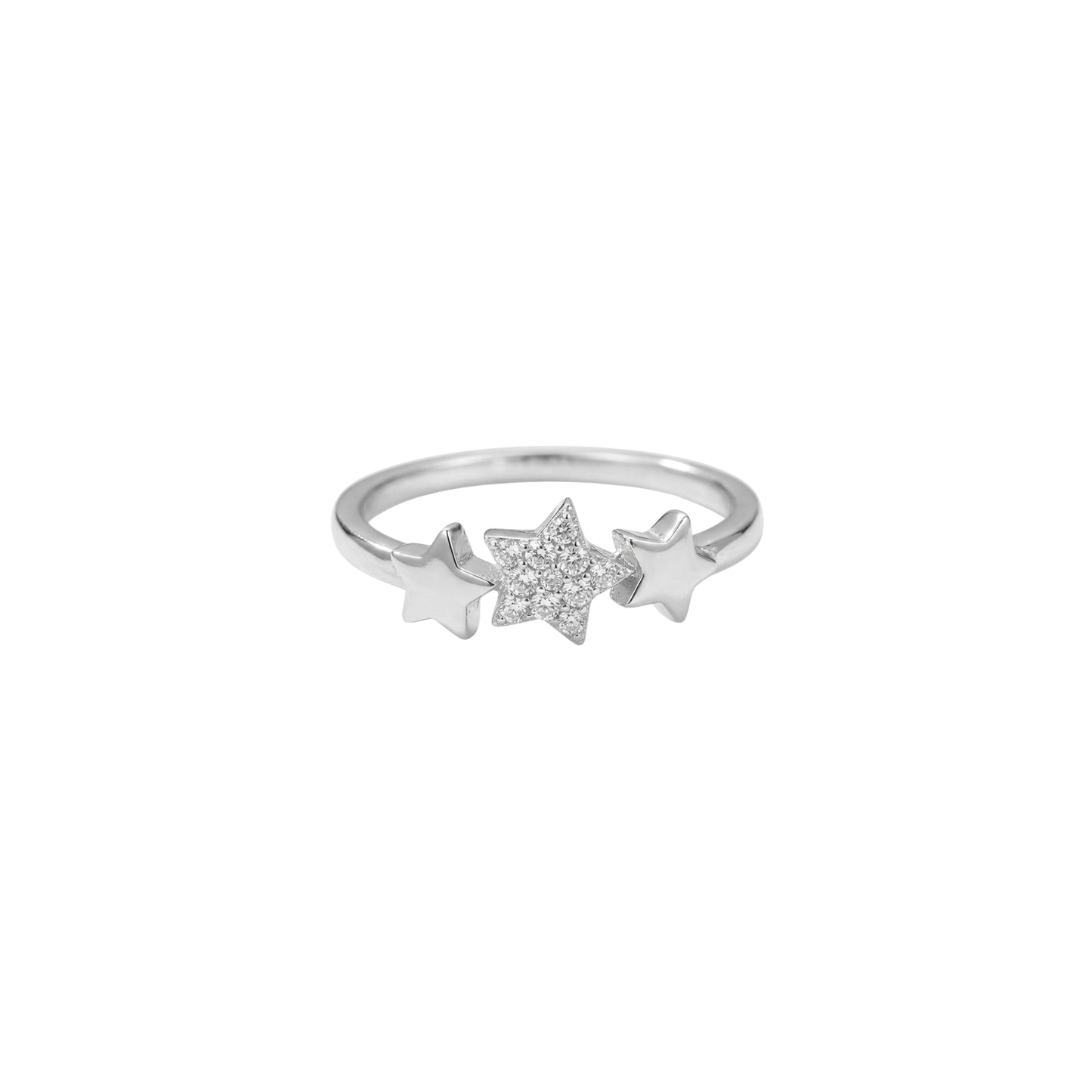 Triple Star Zircon Silver Ring