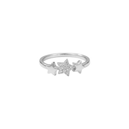 Triple Star Zircon Silver Ring
