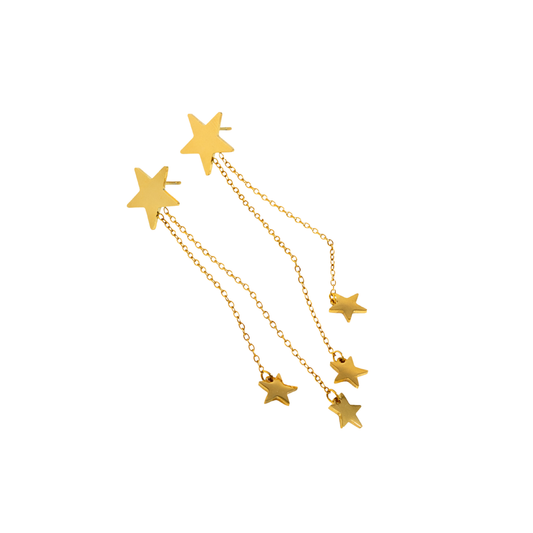 Golden Shooting Star Tassel Earrings