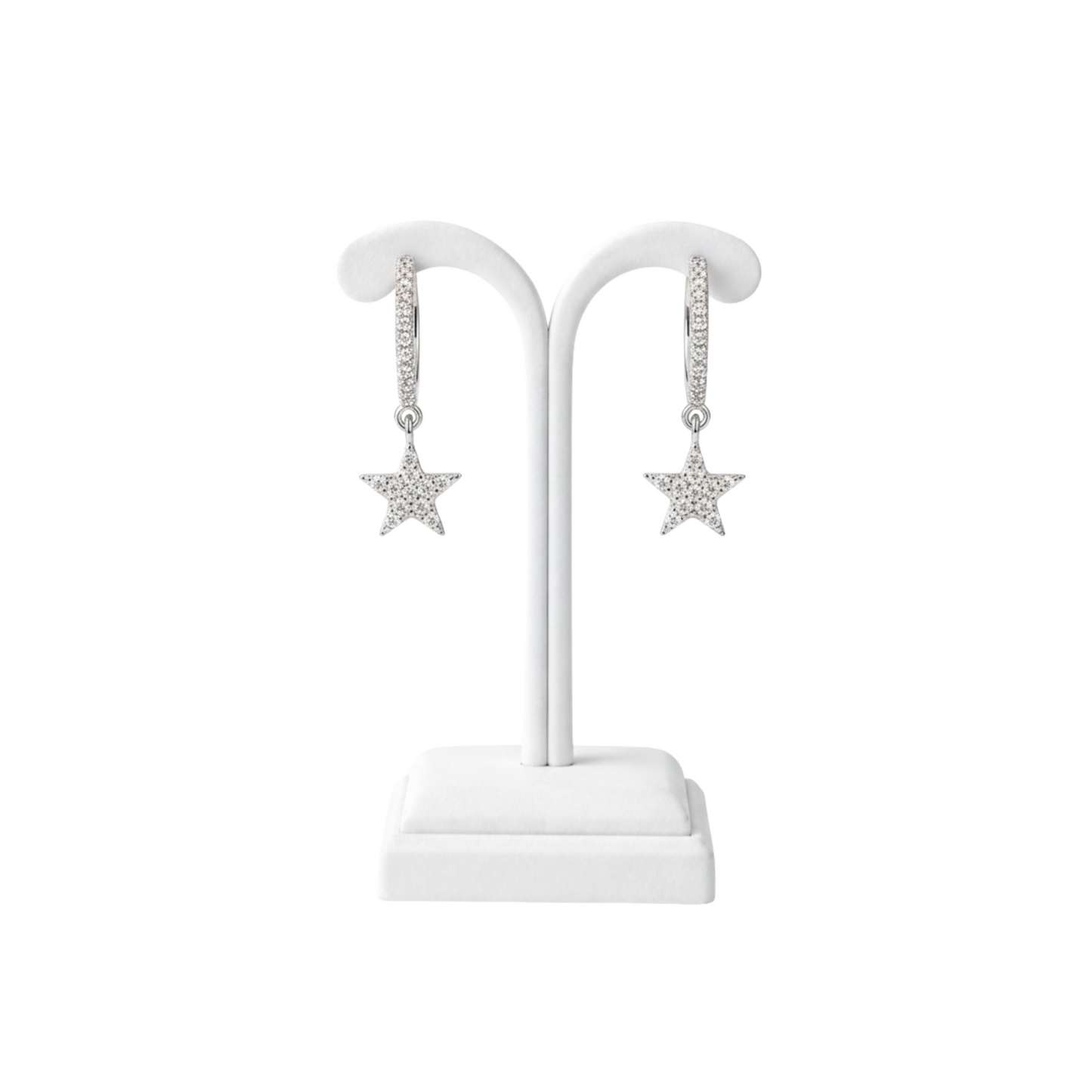 Sterling Silver Sparkle Star Hoop Earrings