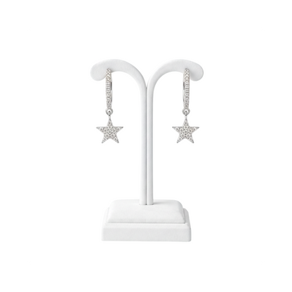 Sterling Silver Sparkle Star Hoop Earrings