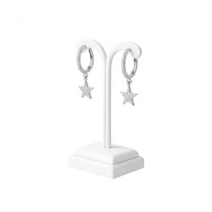 Sterling Silver Sparkle Star Hoop Earrings