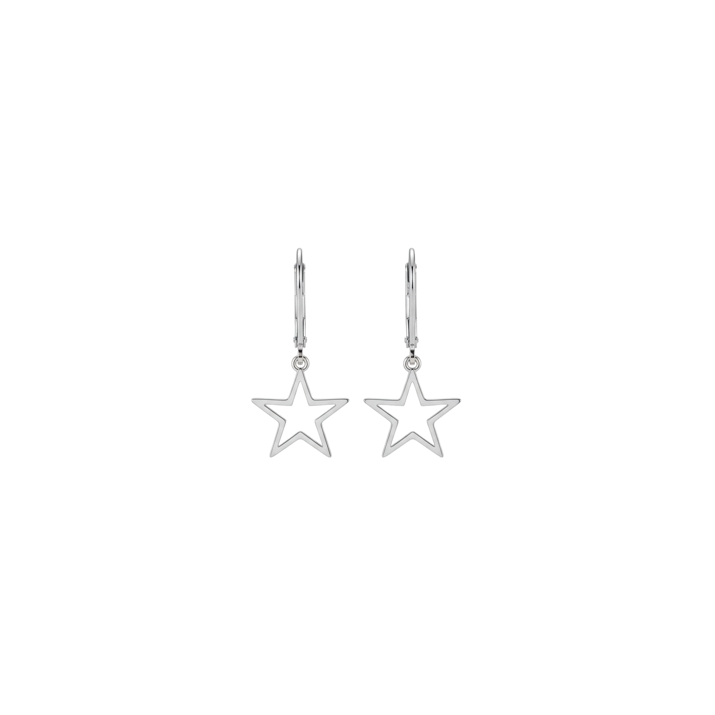 925 Sterling Silver Hollow Star Drop Earrings