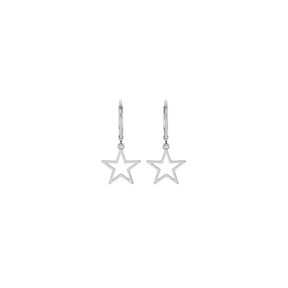 925 Sterling Silver Hollow Star Drop Earrings