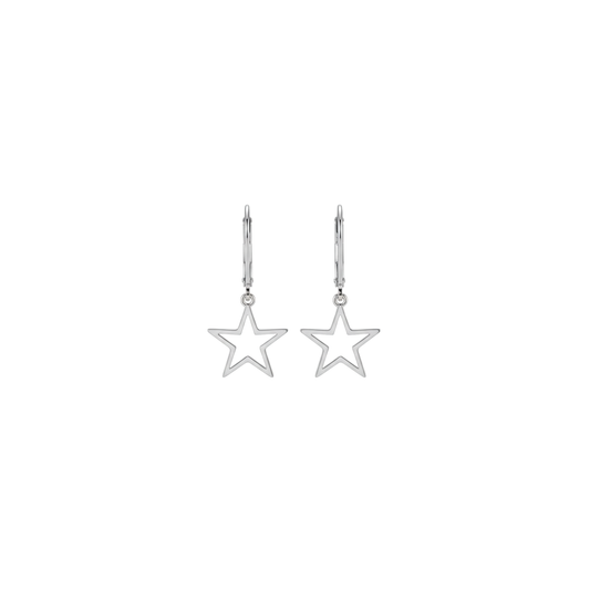 925 Sterling Silver Hollow Star Drop Earrings