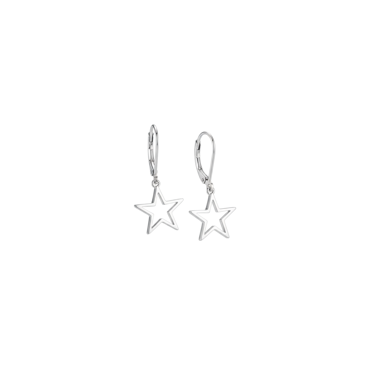 925 Sterling Silver Hollow Star Drop Earrings