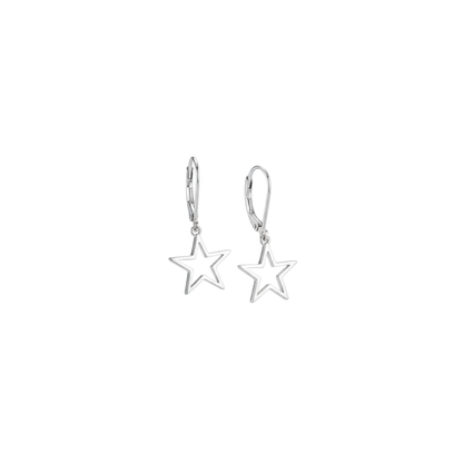 925 Sterling Silver Hollow Star Drop Earrings