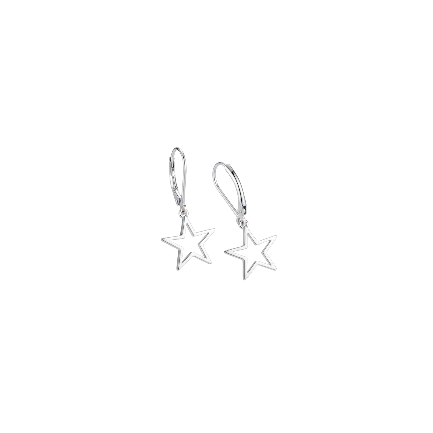 925 Sterling Silver Hollow Star Drop Earrings