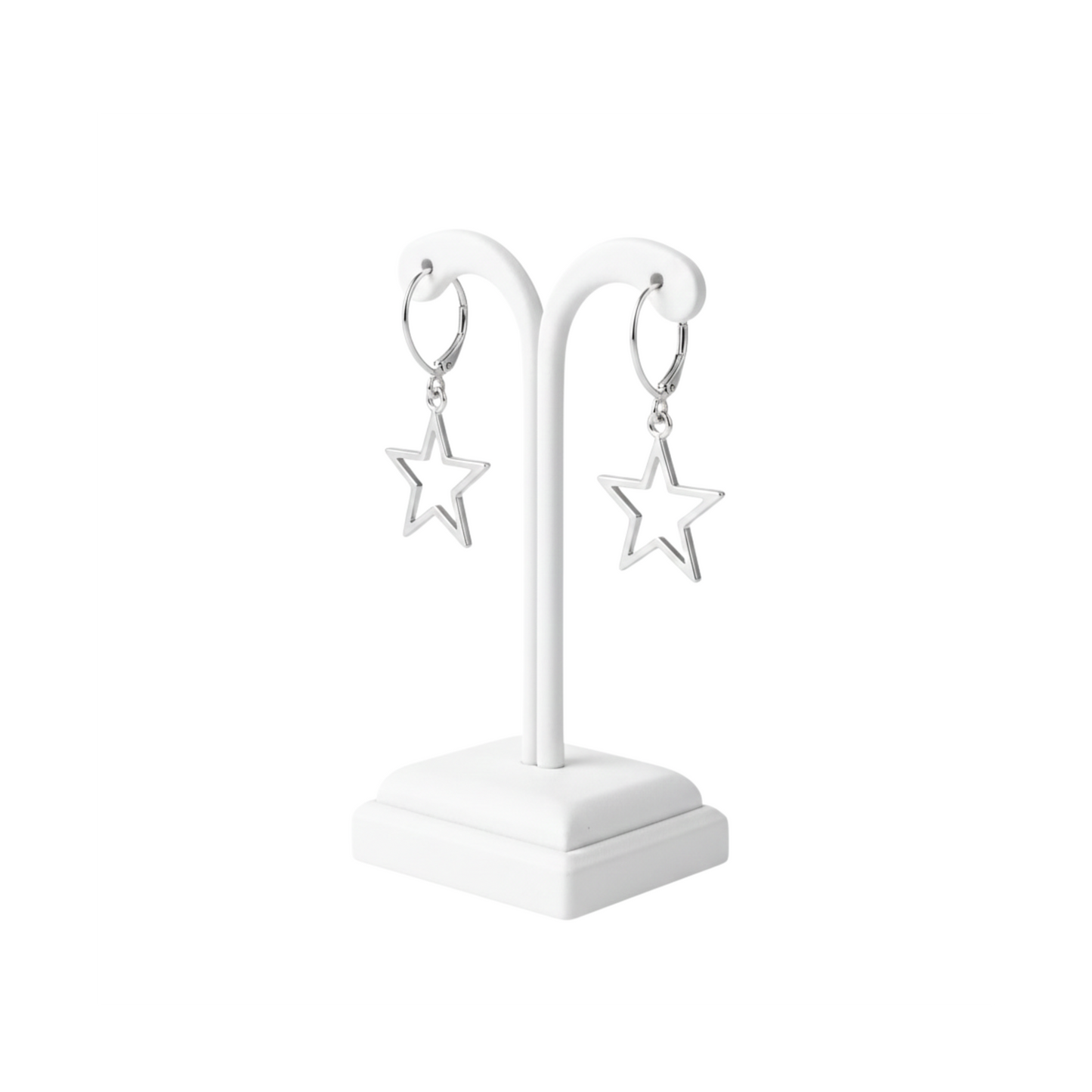 925 Sterling Silver Hollow Star Drop Earrings