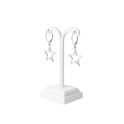 925 Sterling Silver Hollow Star Drop Earrings