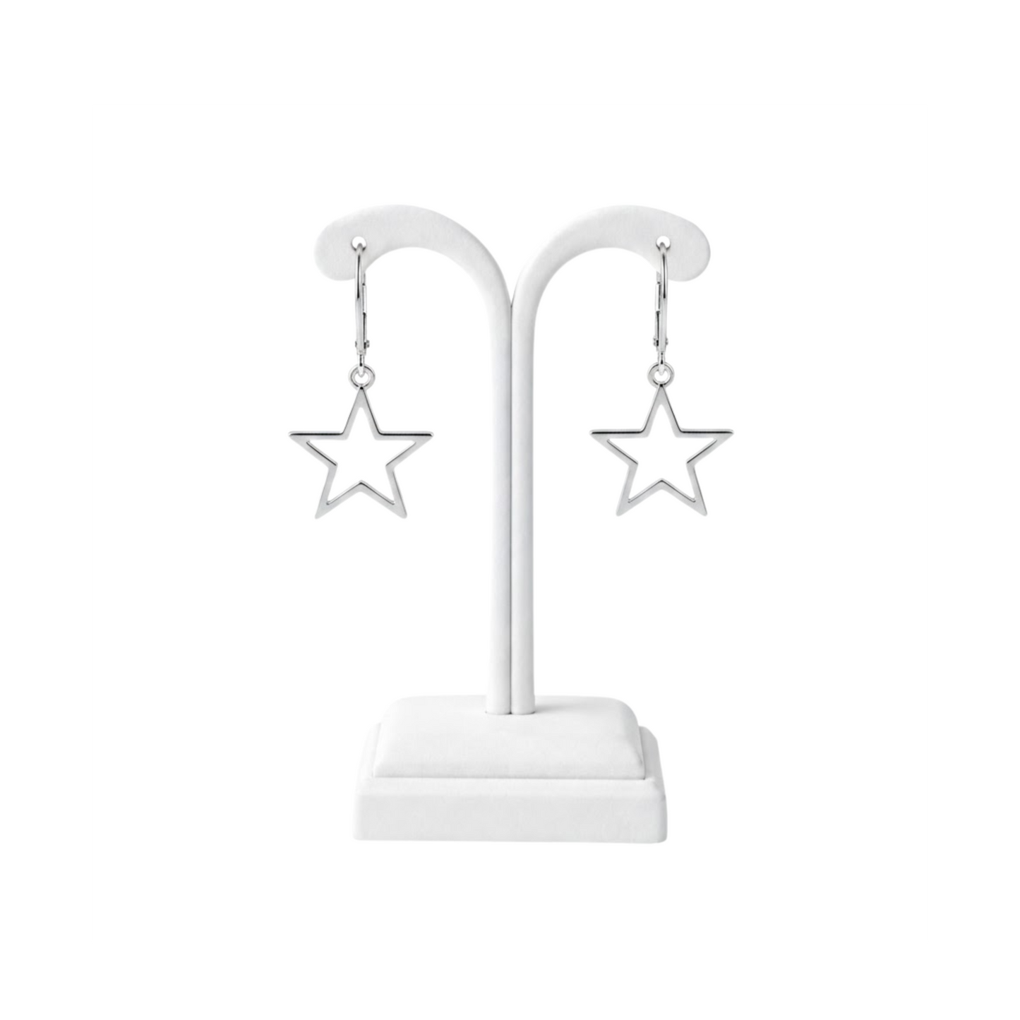 925 Sterling Silver Hollow Star Drop Earrings