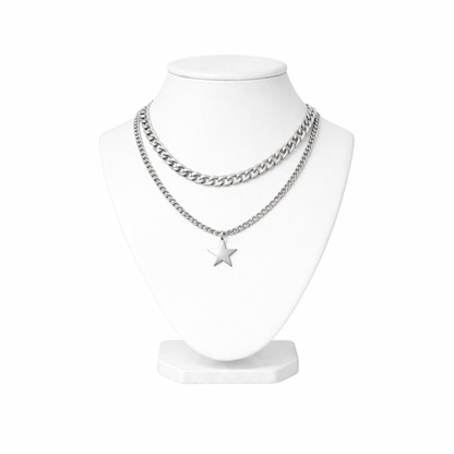 Layered Star Pendant Necklace for Men