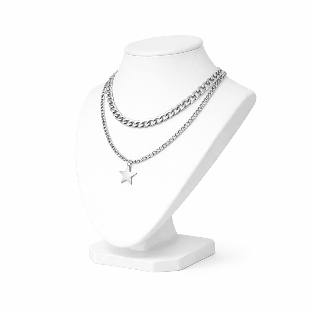 Layered Star Pendant Necklace for Men