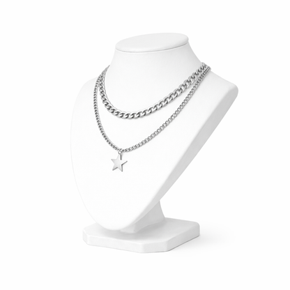 Layered Star Pendant Necklace for Men