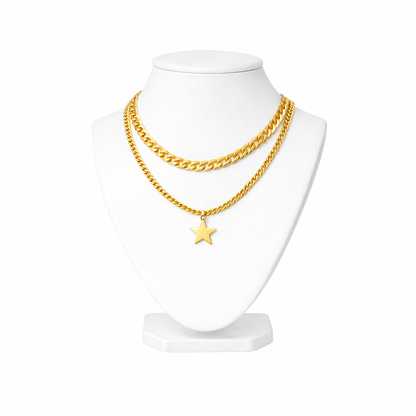 Layered Star Pendant Necklace for Men
