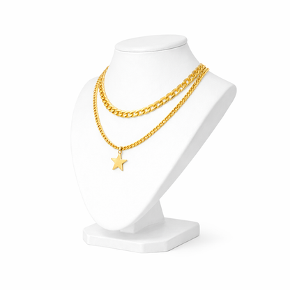 Layered Star Pendant Necklace for Men