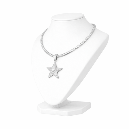 Iced Moissanite Star Pendant Necklace