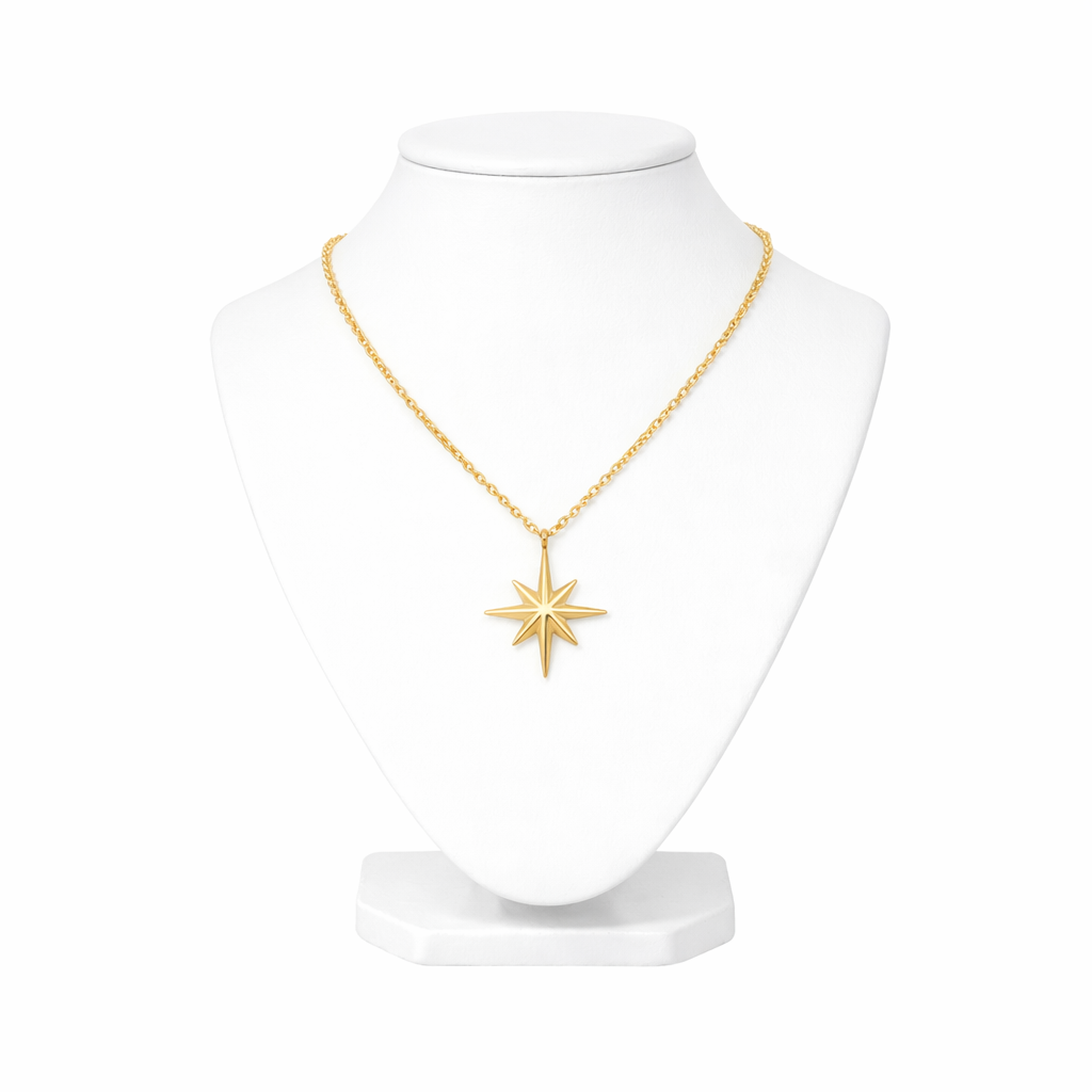 Eight-Point Star Gold Pendant Necklace