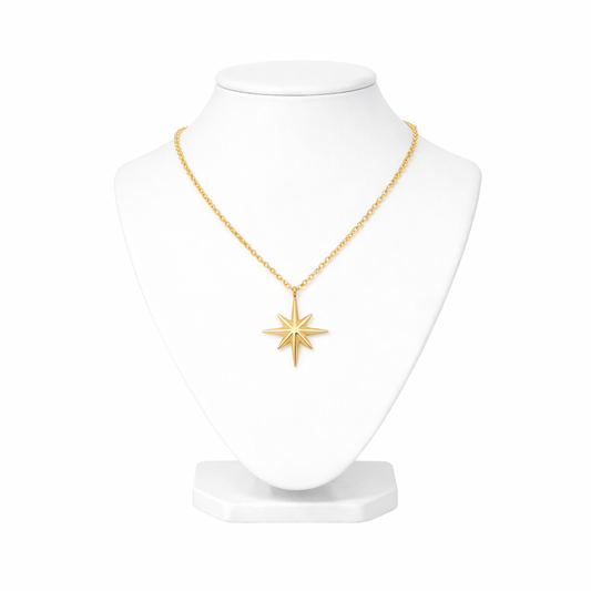Eight-Point Star Gold Pendant Necklace