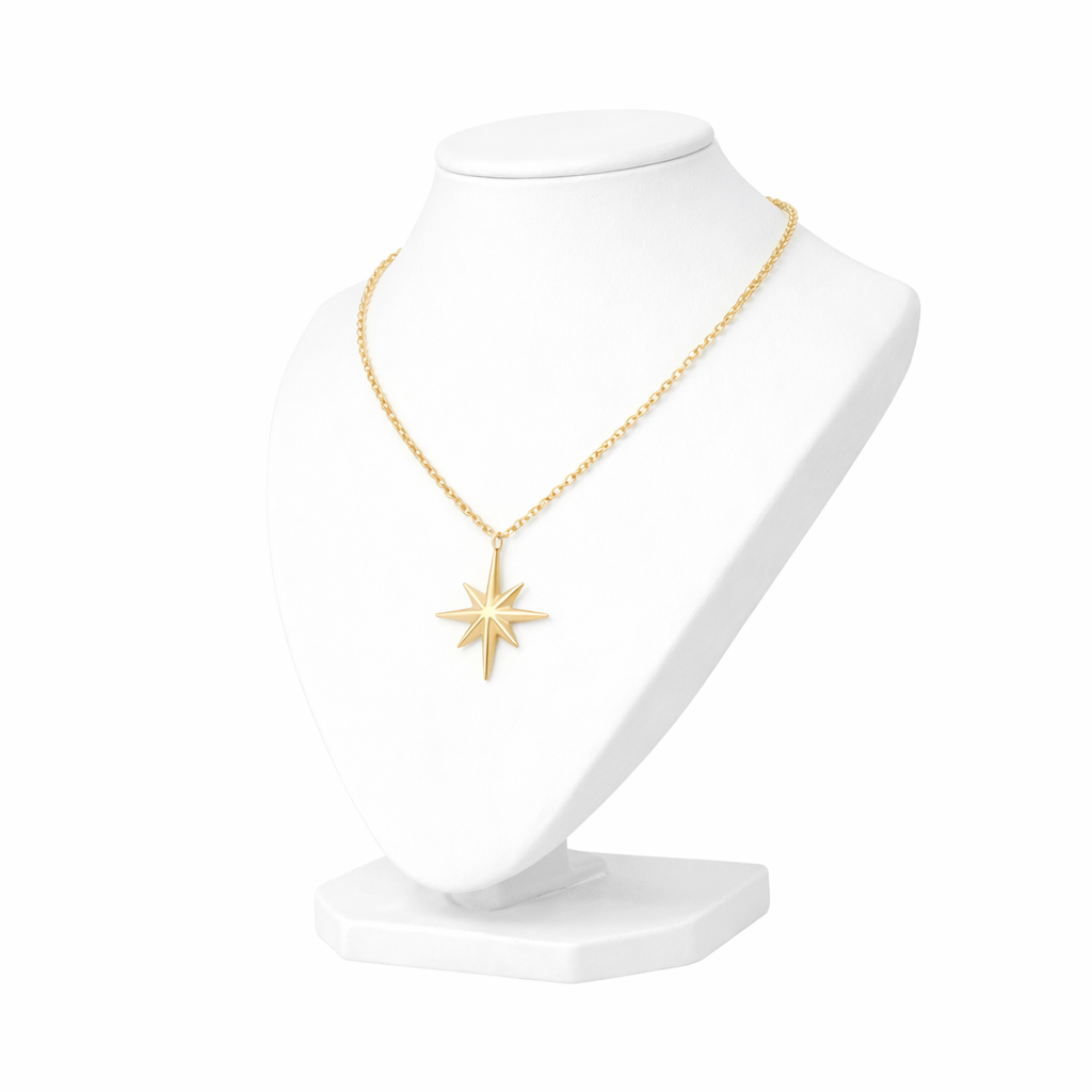 Eight-Point Star Gold Pendant Necklace