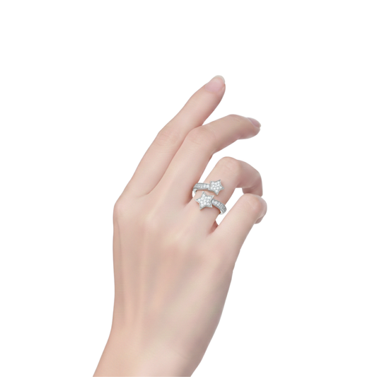Twin Star Pavé Open Ring