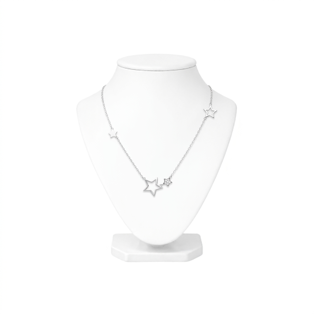 Sterling Silver Multi-Star Necklace