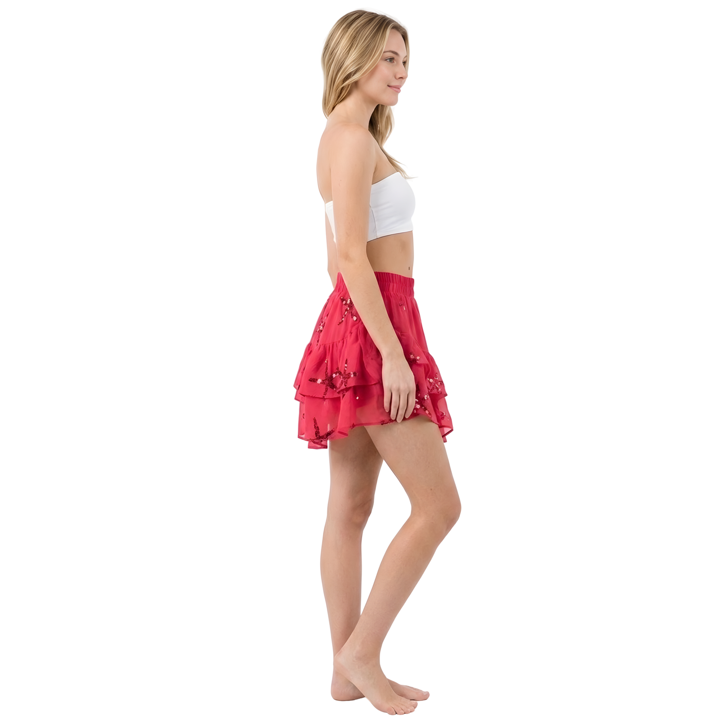 Star Sequin Asym Mini Skirt