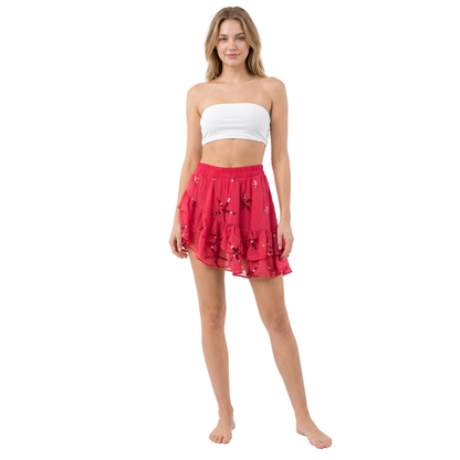 Star Sequin Asym Mini Skirt