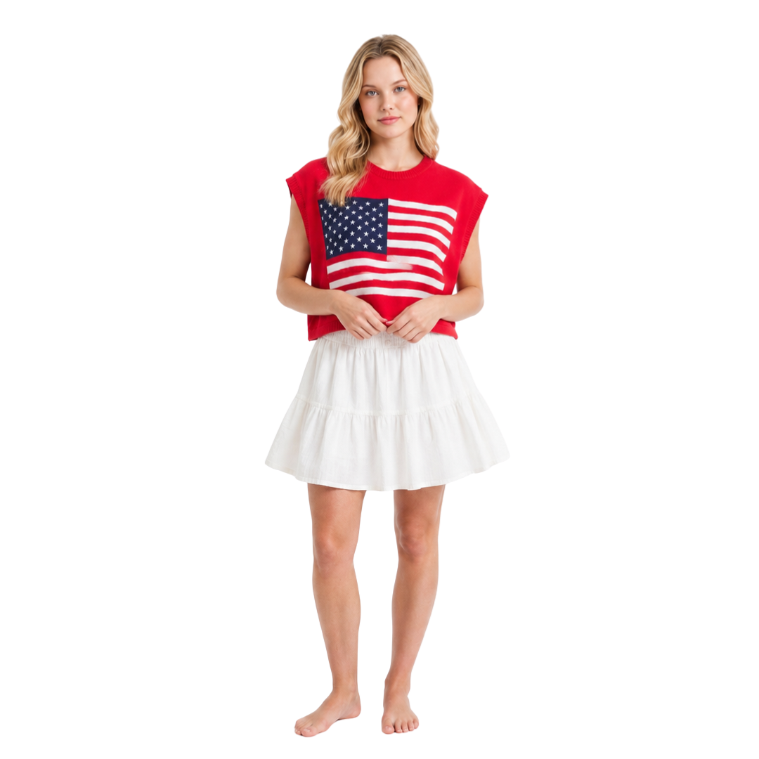 Flag Knit Crop Top
