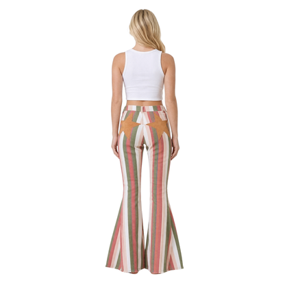 Olive Star Stripe Flares