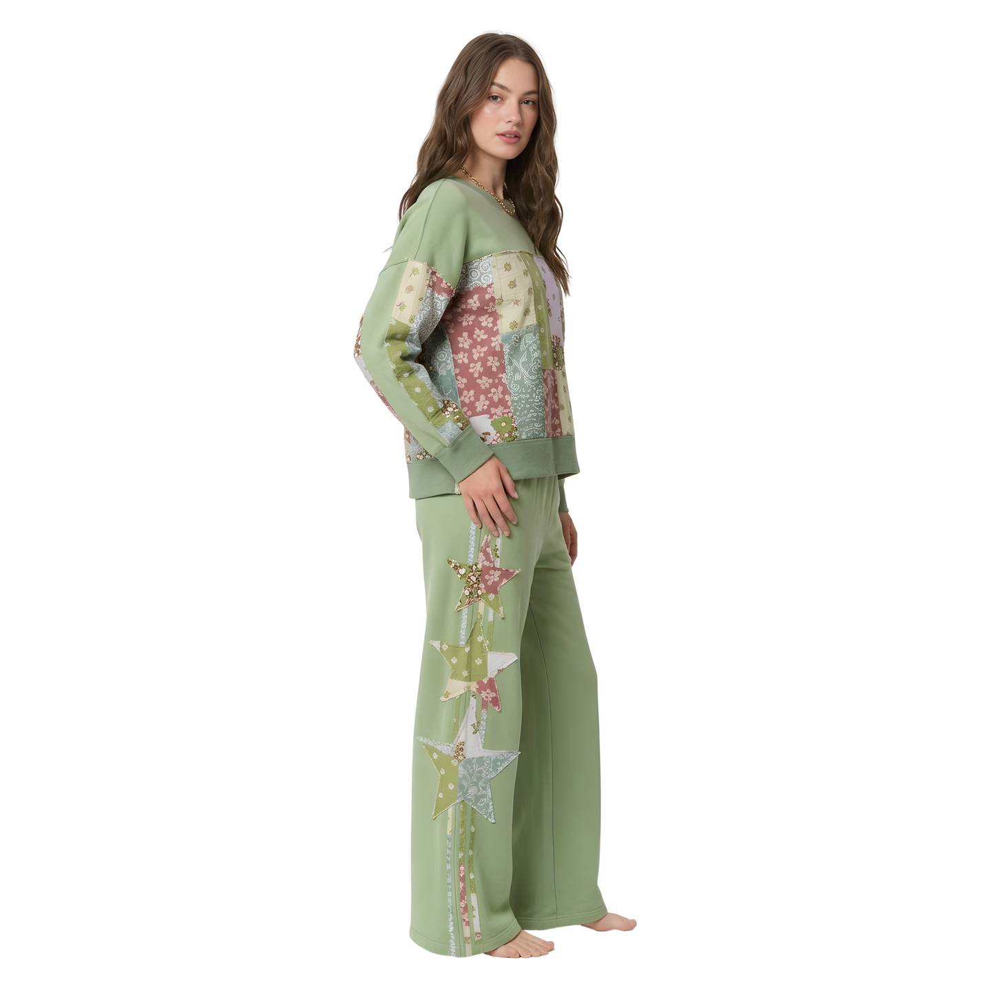 Patchwork Star Wide Leg Pants